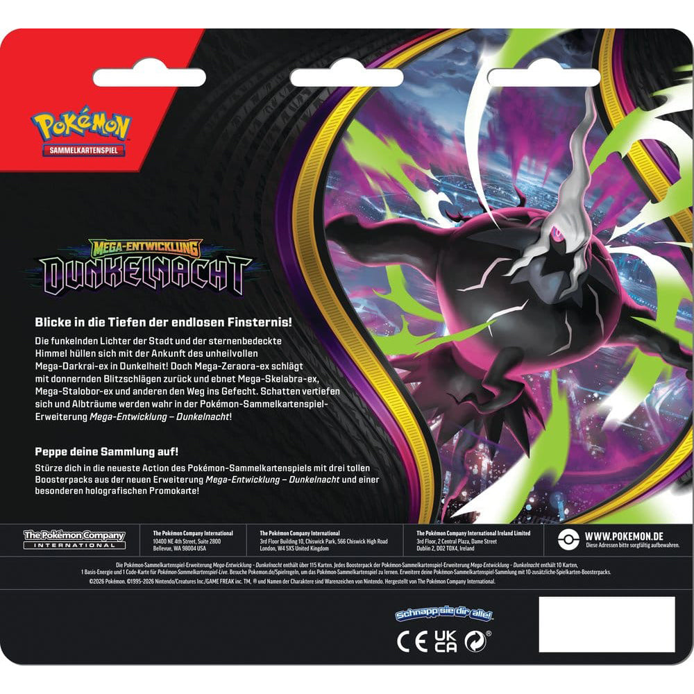 Pokemon TCG: Mega-Entwicklung – Dunkelnacht 3er-Pack Blister *Deutsche Version*