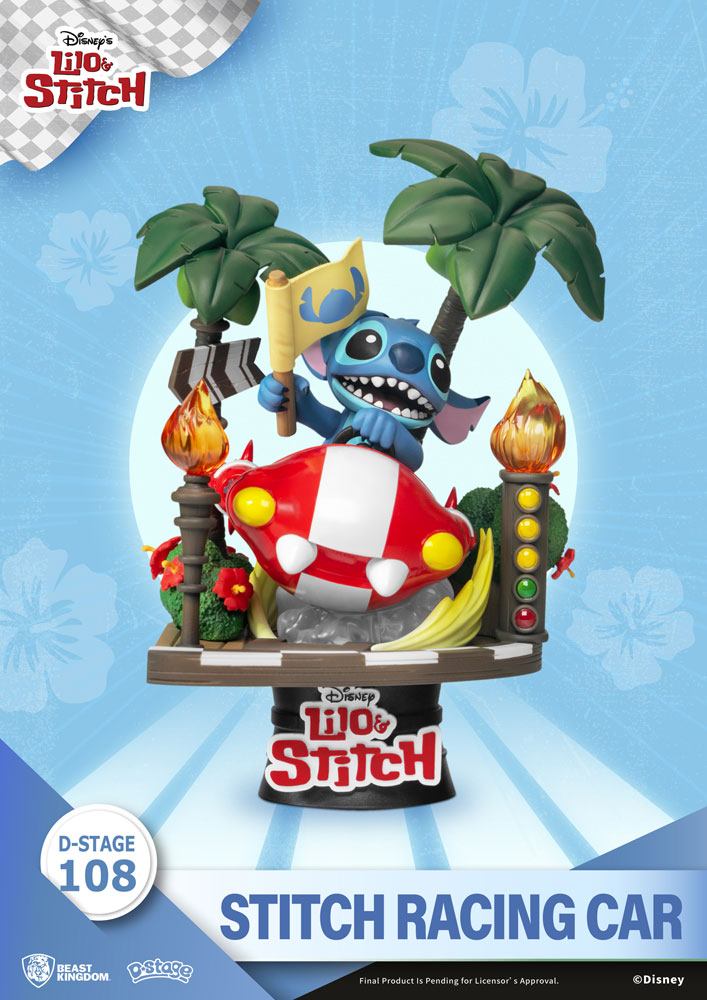Lilo &amp; Stitch D-Stage PVC Diorama Stitch Racing Car 15 cm