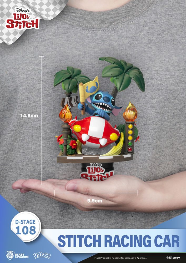 Lilo &amp; Stitch D-Stage PVC Diorama Stitch Racing Car 15 cm