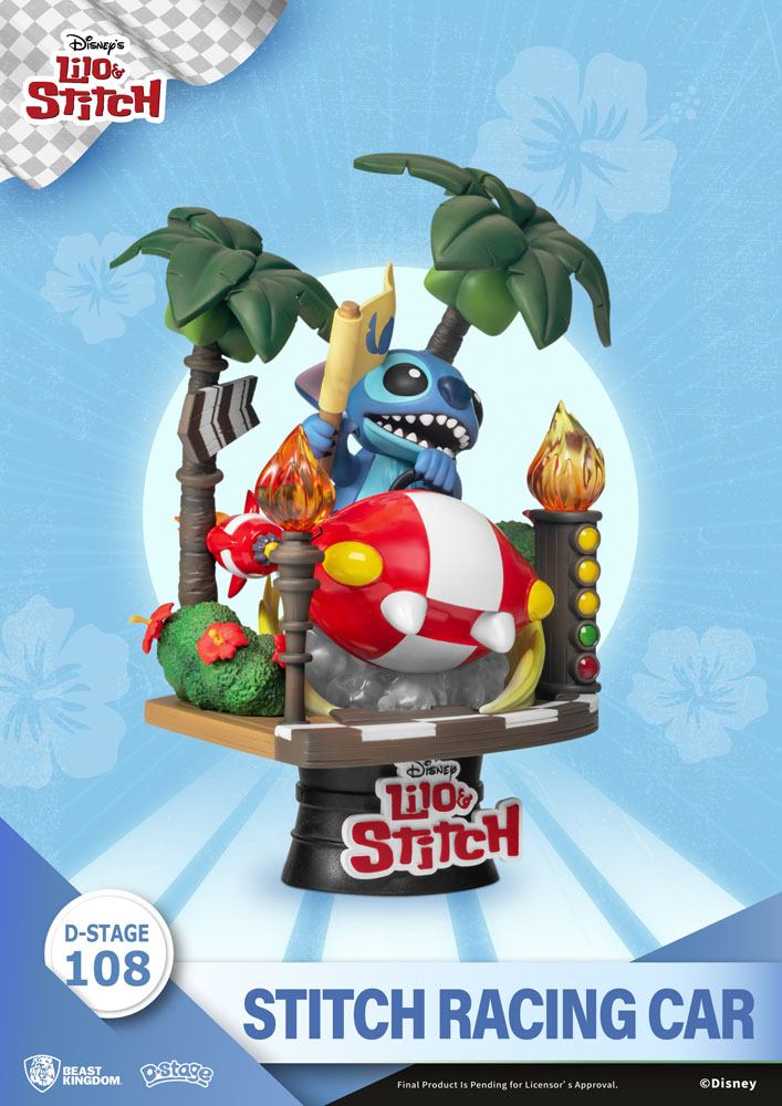Lilo &amp; Stitch D-Stage PVC Diorama Stitch Racing Car 15 cm