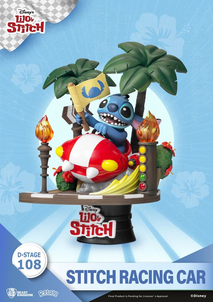 Lilo &amp; Stitch D-Stage PVC Diorama Stitch Racing Car 15 cm