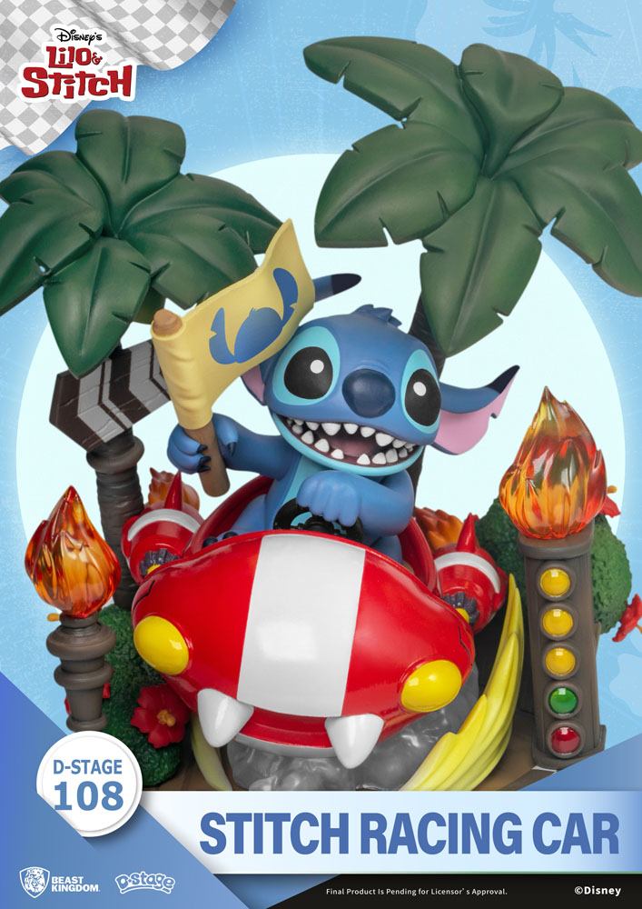 Lilo &amp; Stitch D-Stage PVC Diorama Stitch Racing Car 15 cm