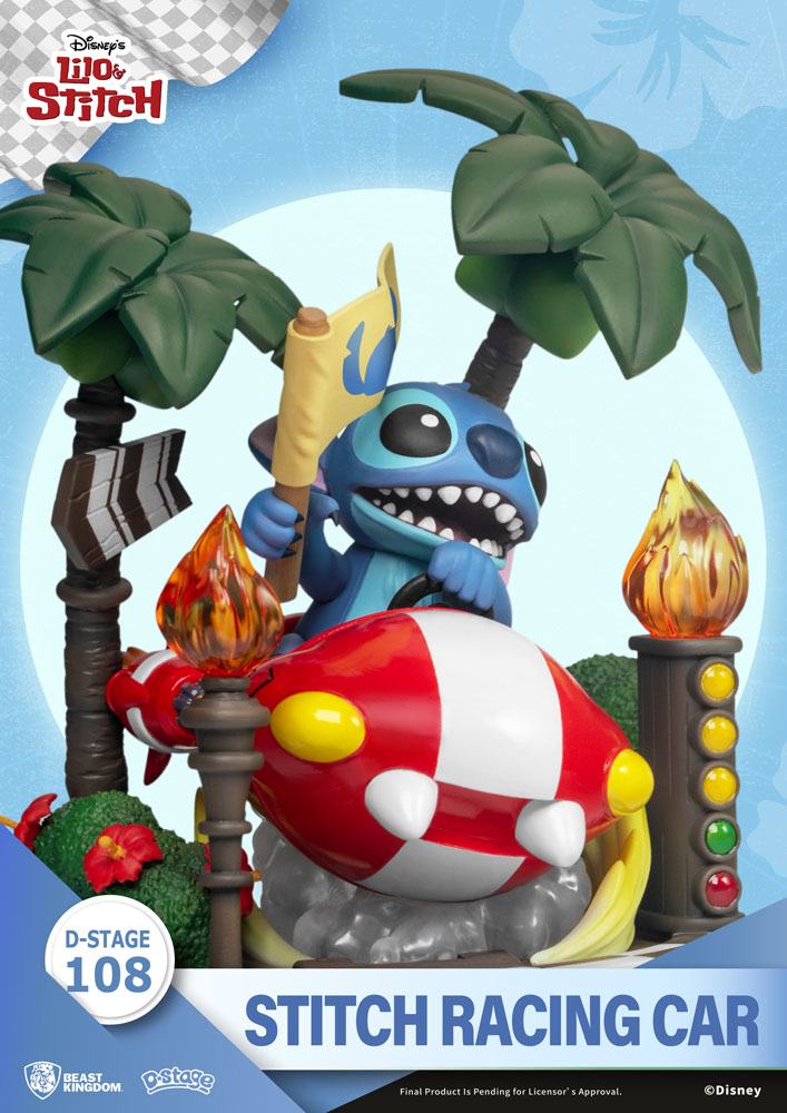 Lilo &amp; Stitch D-Stage PVC Diorama Stitch Racing Car 15 cm