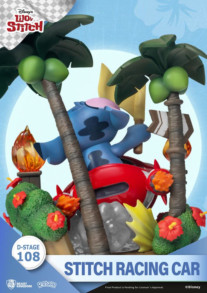 Lilo &amp; Stitch D-Stage PVC Diorama Stitch Racing Car 15 cm