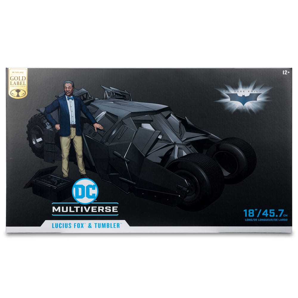 DC Multiverse Fahrzeug Tumbler mit Lucius Fox (The Dark Knight) (Gold Label)