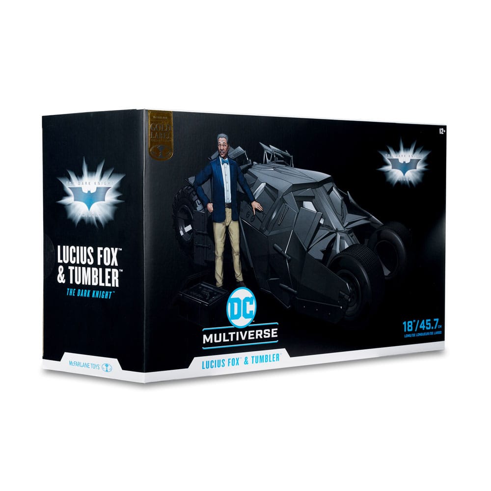 DC Multiverse Fahrzeug Tumbler mit Lucius Fox (The Dark Knight) (Gold Label)